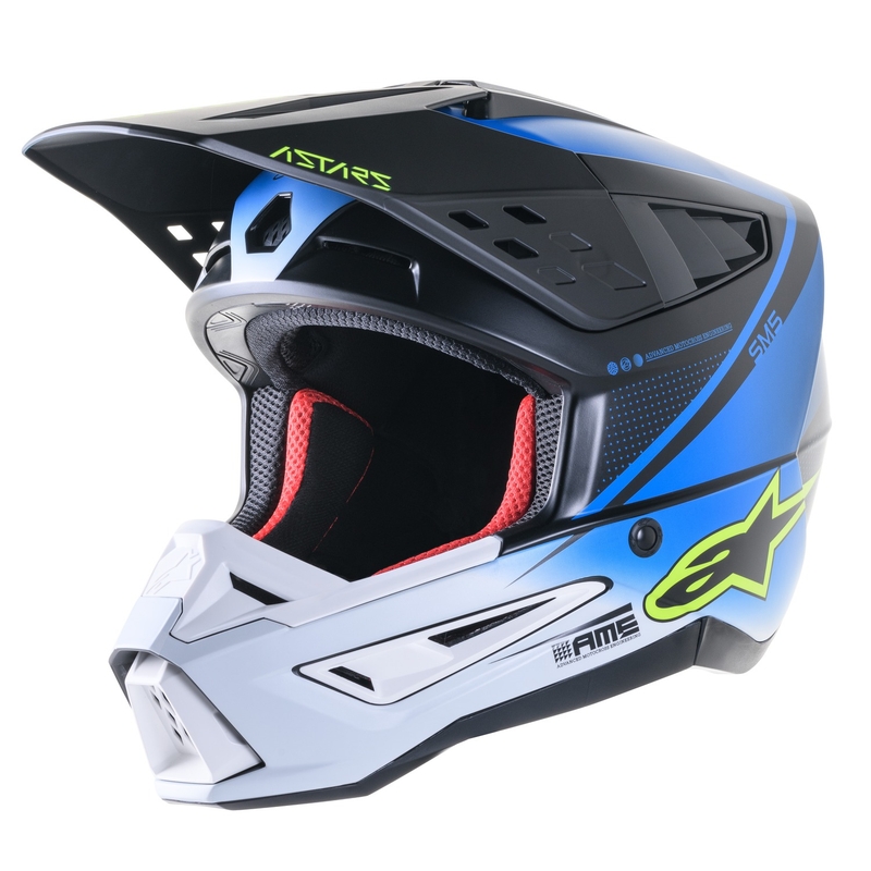 Kask motocrossowy Alpinestars S-M5 Rayon niebiesko-fluo żółto-biało-czarny matowy