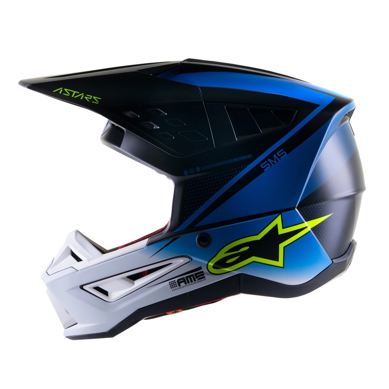 Kask motocrossowy Alpinestars S-M5 Rayon niebiesko-fluo żółto-biało-czarny matowy