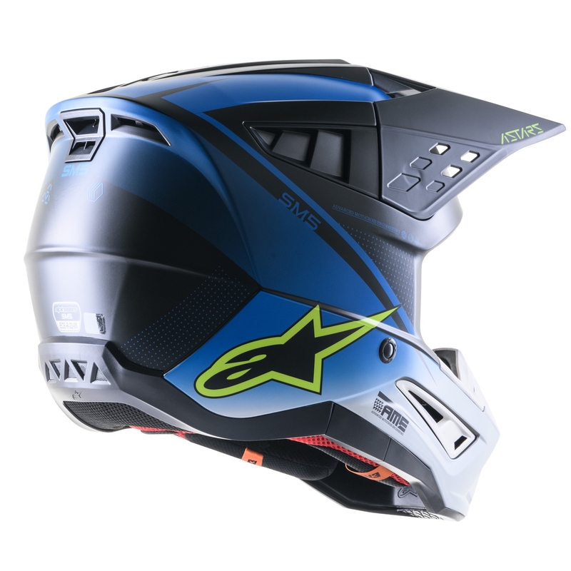 Kask motocrossowy Alpinestars S-M5 Rayon niebiesko-fluo żółto-biało-czarny matowy