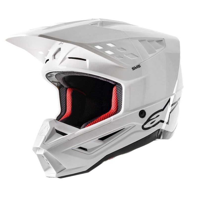 Alpinestars S-M5 Solidny, biały, błyszczący kask motocrossowy