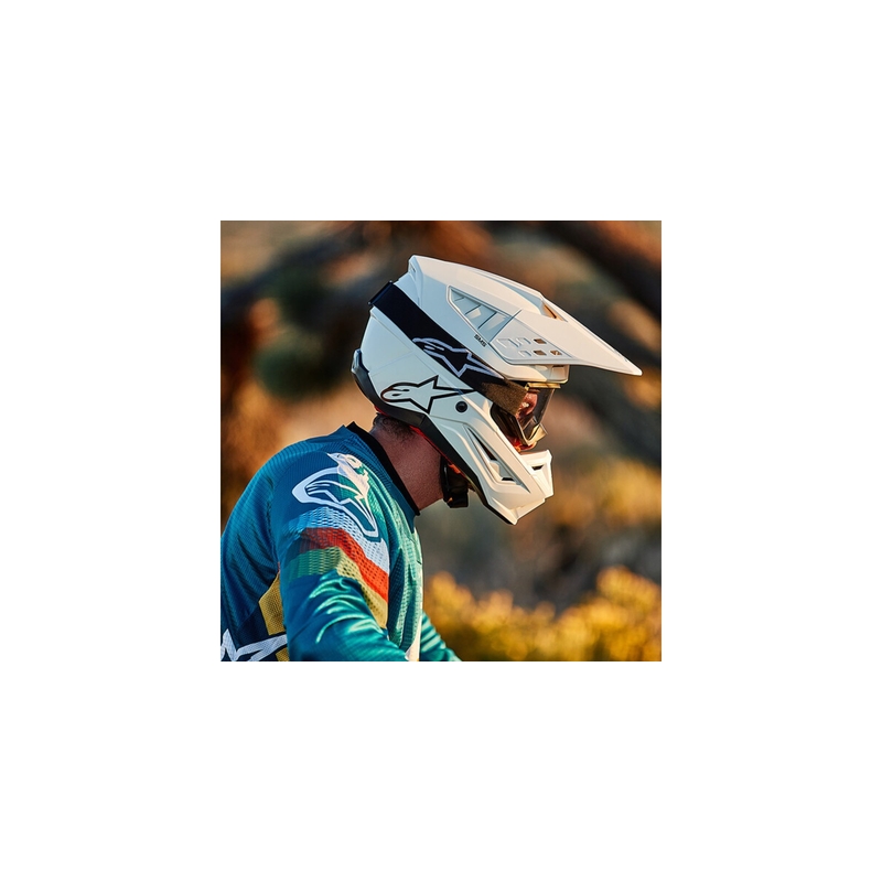 Alpinestars S-M5 Solidny, biały, błyszczący kask motocrossowy