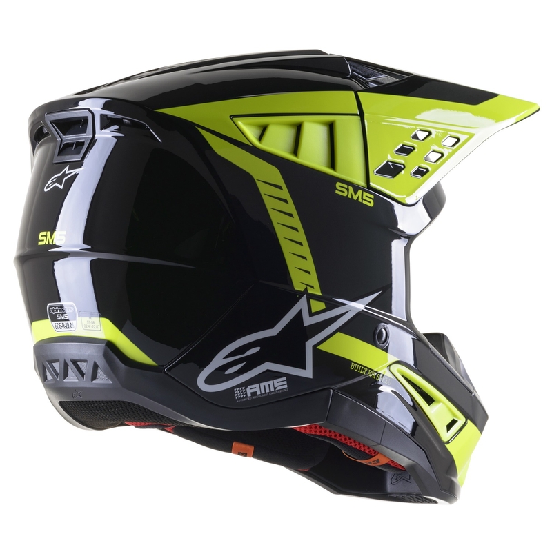 Kask Motocrossowy Alpinestars S-M5 Beam Czarno-Antracytowo-Fluo Żółty Błyszczący