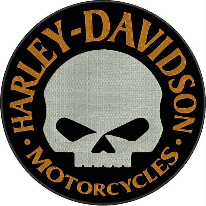 Naszywka HD Motorcycles w kolorze czarno-biało-żółtym