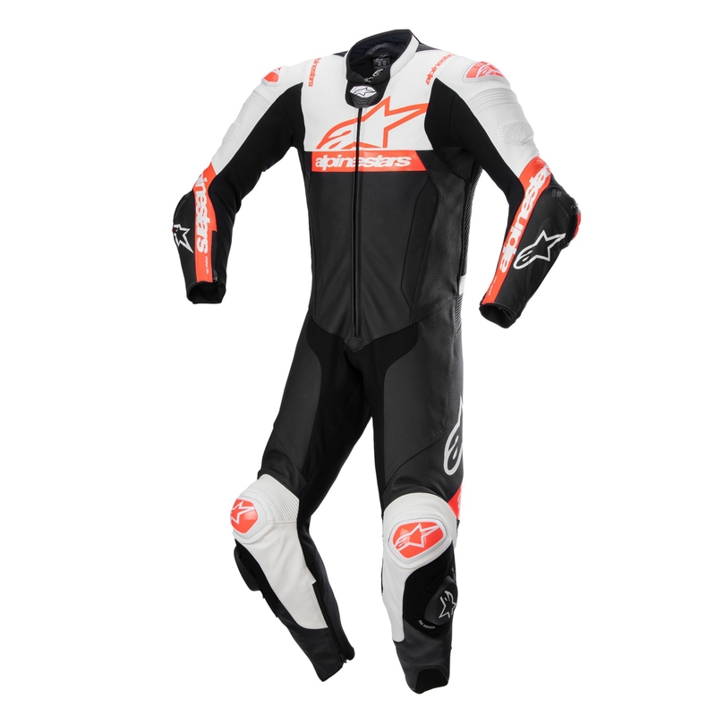 Skórzany kombinezon motocyklowy Alpinestars Missile 2 Ward w kolorze czarno-biało-fluoczerwonym