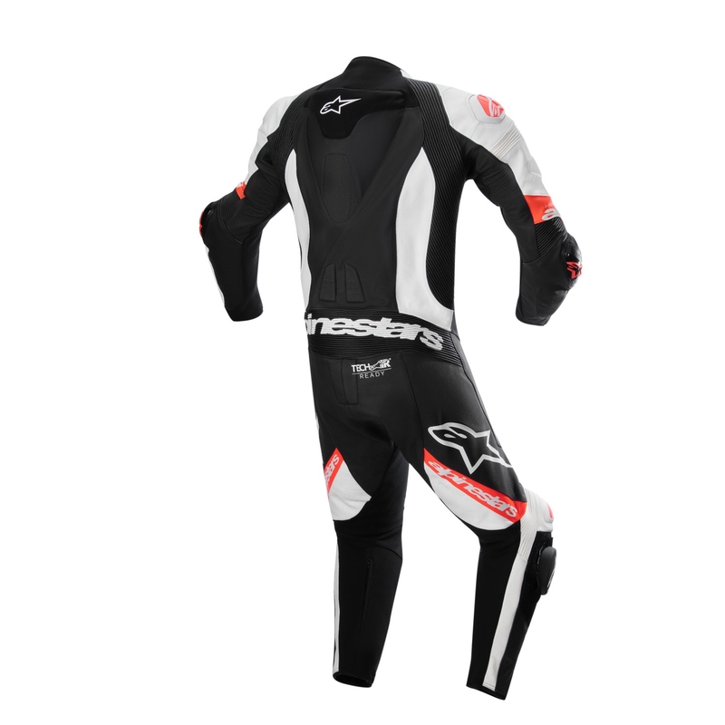 Skórzany kombinezon motocyklowy Alpinestars Missile 2 Ward w kolorze czarno-biało-fluoczerwonym