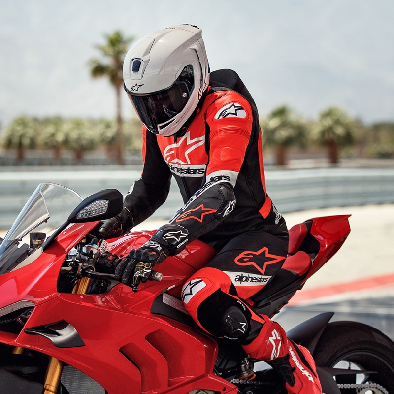 Skórzany kombinezon motocyklowy Alpinestars Missile 2 Ward w kolorze czarno-fluo czerwono-białym
