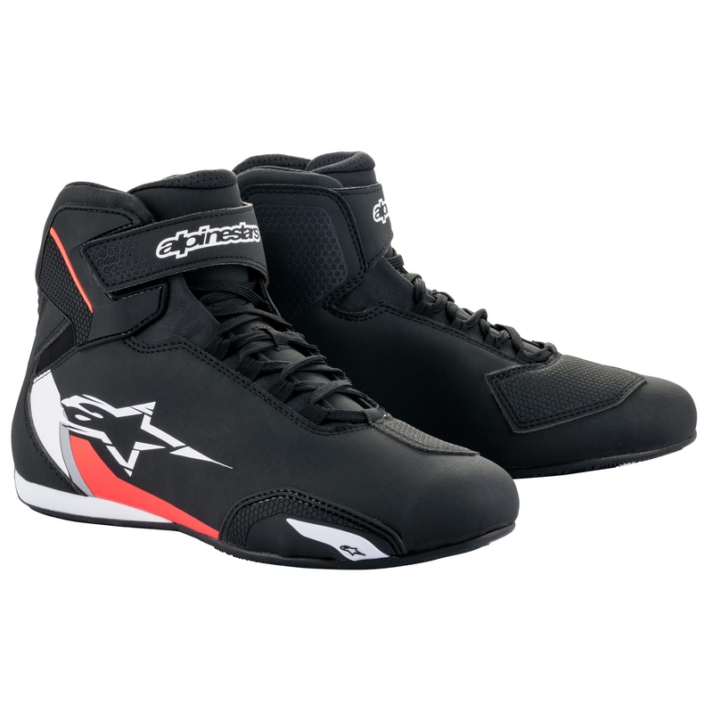 Buty motocyklowe Alpinestars Sektor czarno-biało-fluo-czerwone