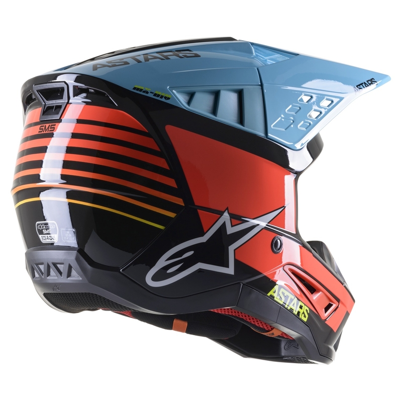 Kask motocrossowy Alpinestars S-M5 Speed czarno-fluo żółto-jasnoniebieski połysk
