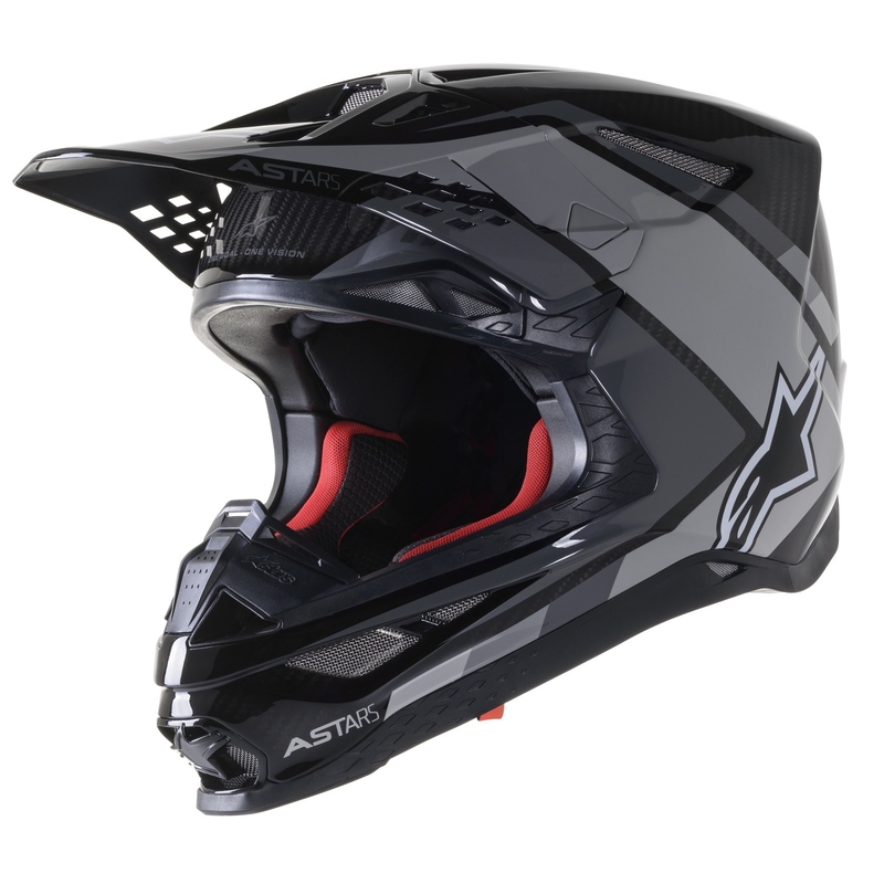 Kask motocrossowy Alpinestars S-M10 Carbon Meta2 czarno-szary z połyskiem