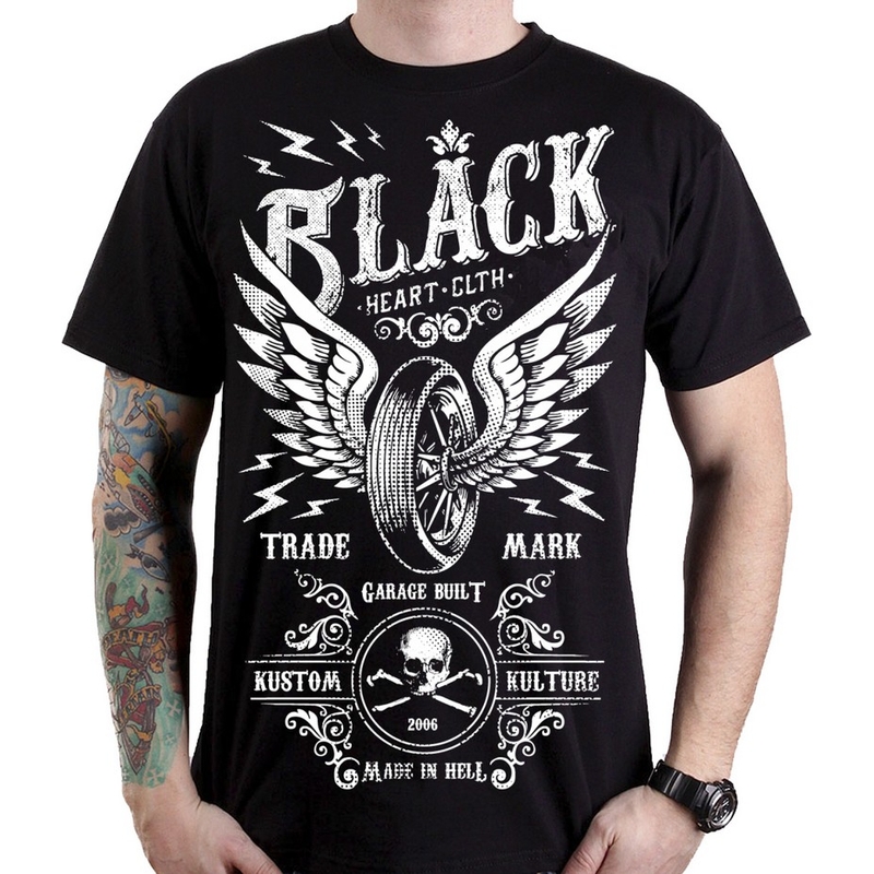 Koszulka Black Heart Moto Wings wyprzedaż