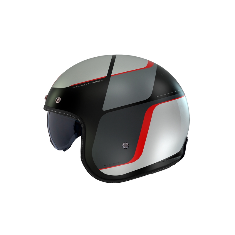 Kask motocyklowy otwarty MT Le Mans 2 SV Luther B15 matowy czarno-szaro-biało-czerwony