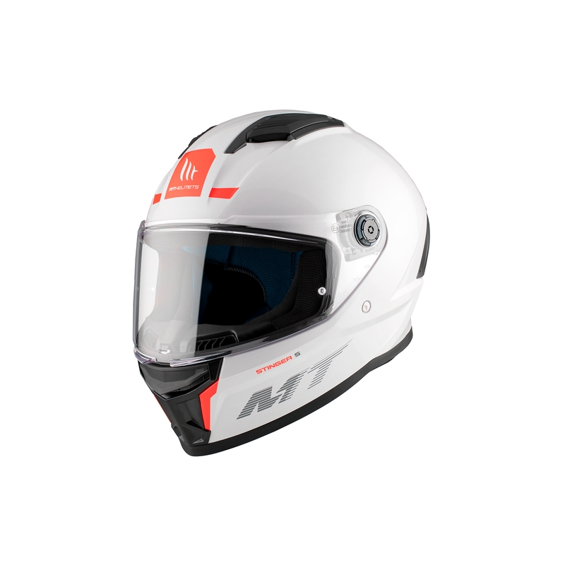 Zintegrowany kask motocyklowy MT Stinger 2 Solidny, błyszczący, biały