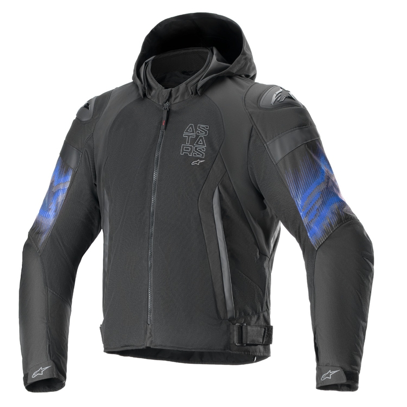 Wodoodporna kurtka motocyklowa Alpinestars Zaca Air Venom w kolorze czarnym/fluoniebieskim