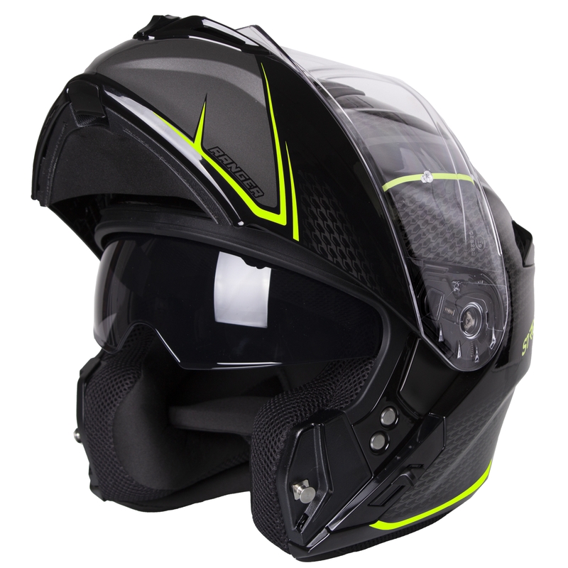 Kask motocyklowy składany Street Racer Ranger czarno-fluo żółty - II. jakość