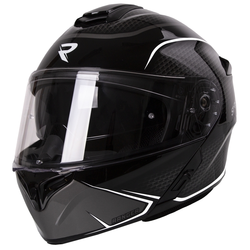 Kask motocyklowy składany Street Racer Ranger czarno-biały - II. jakość