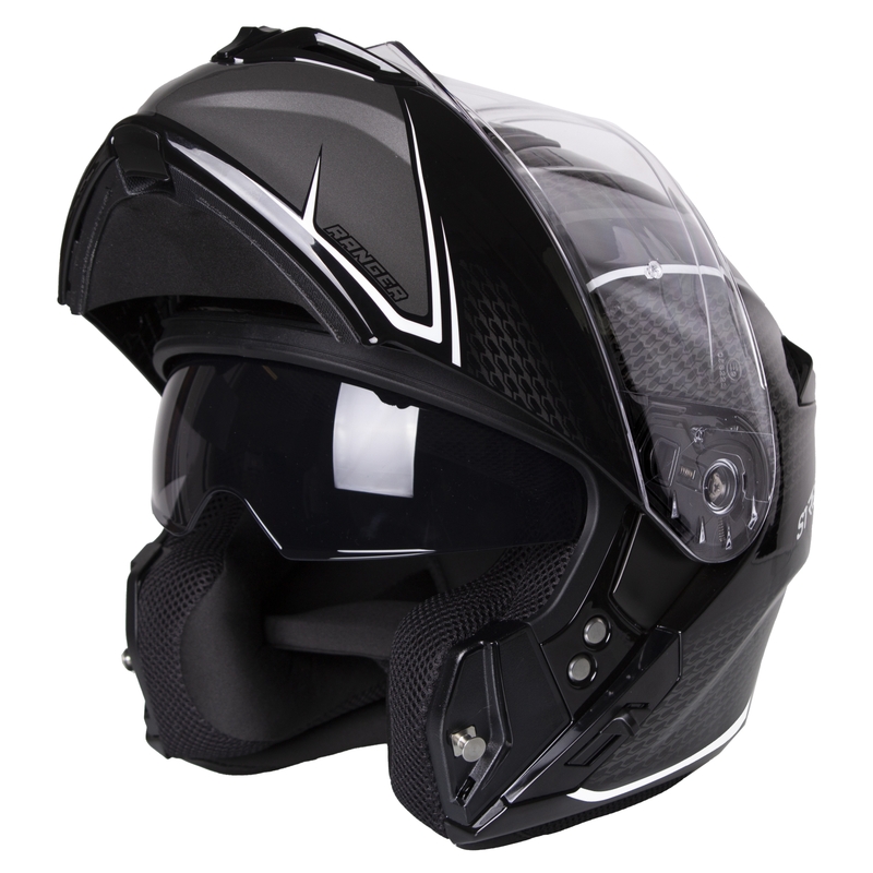 Kask motocyklowy składany Street Racer Ranger czarno-biały - II. jakość