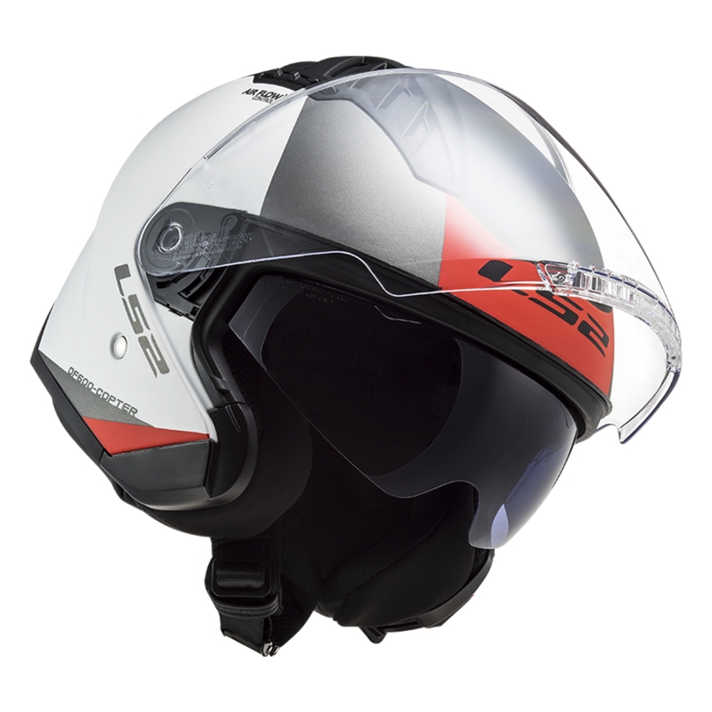Kask motocyklowy otwarty LS2 OF600 Copter II Urbane 06 biało-czerwony - II. jakość