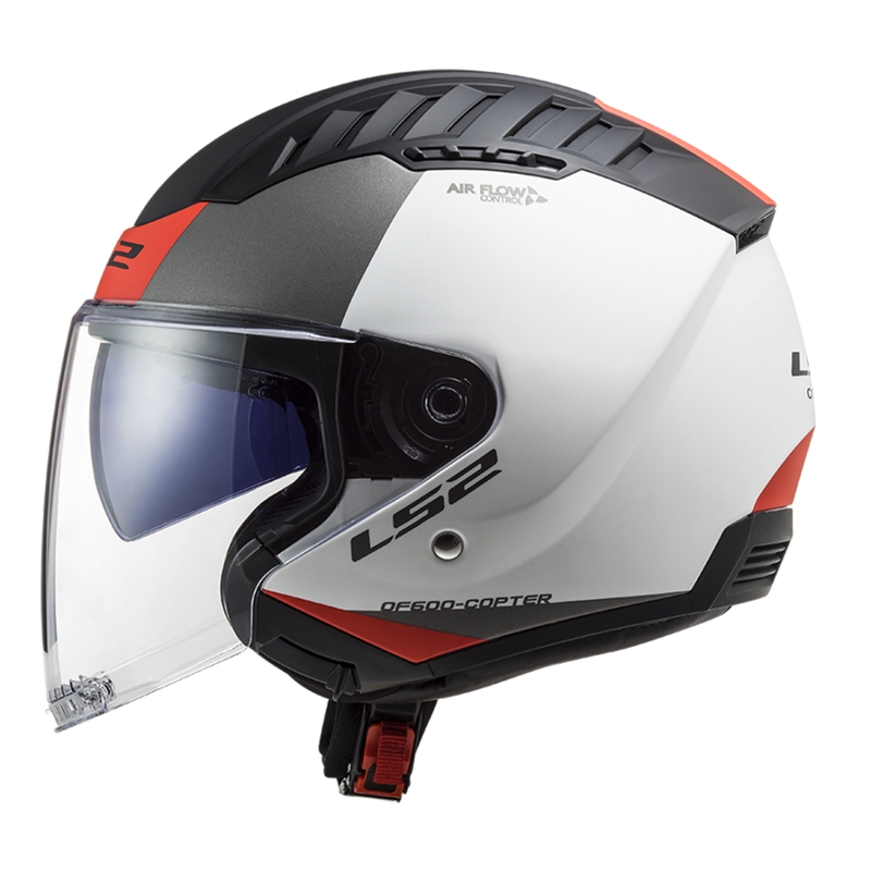 Kask motocyklowy otwarty LS2 OF600 Copter II Urbane 06 biało-czerwony - II. jakość