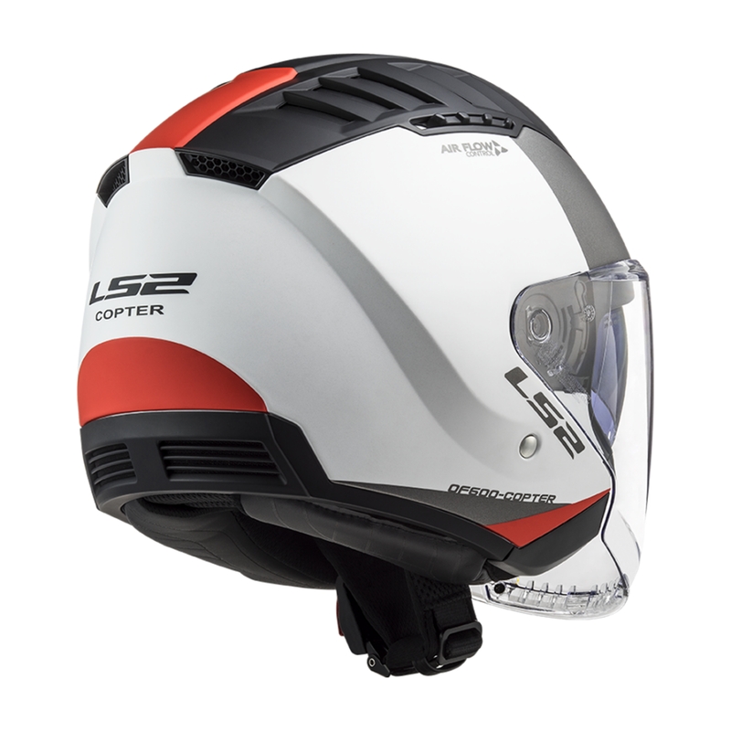 Kask motocyklowy otwarty LS2 OF600 Copter II Urbane 06 biało-czerwony - II. jakość
