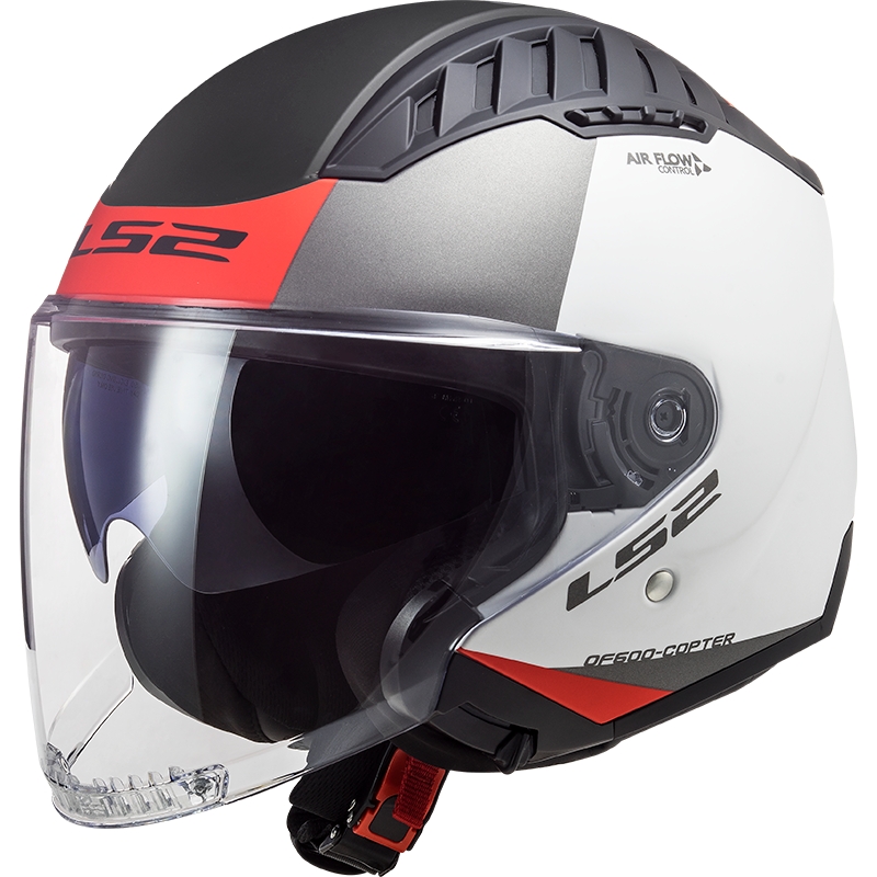 Kask motocyklowy otwarty LS2 OF600 Copter II Urbane 06 biało-czerwony - II. jakość