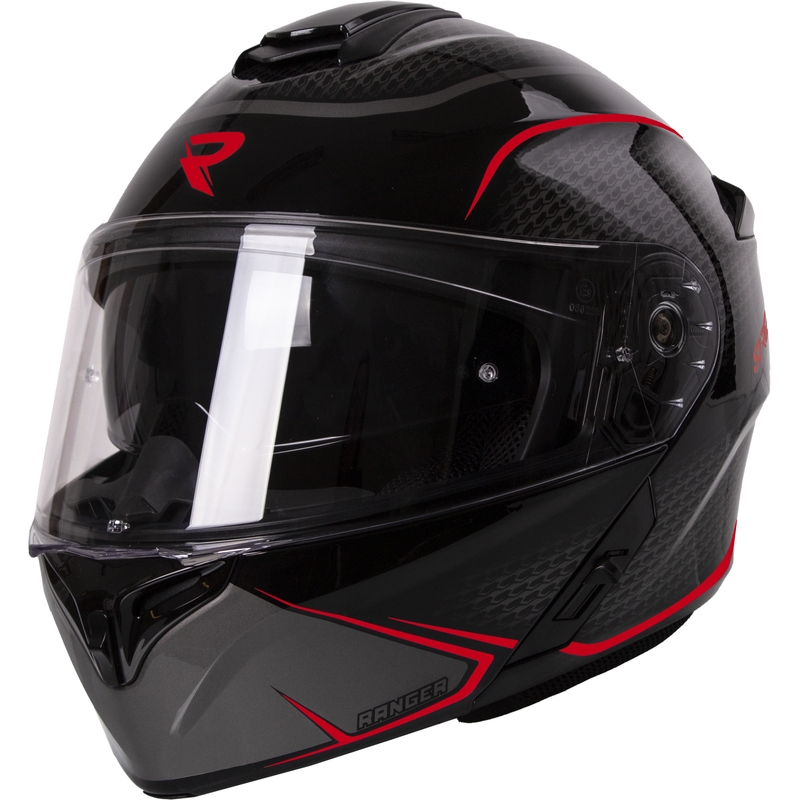 Kask motocyklowy składany Street Racer Ranger czarno-czerwony - II. jakość