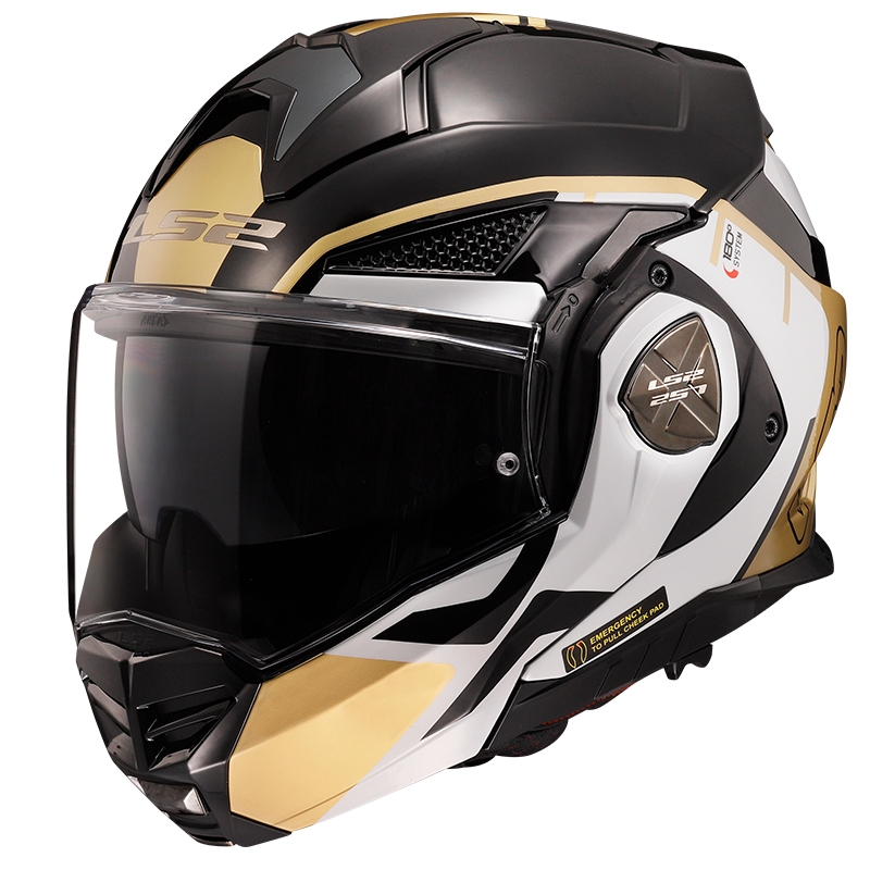 Kask motocyklowy składany LS2 FF901 Advant X Metryk czarno-biało-złoty - II. jakość