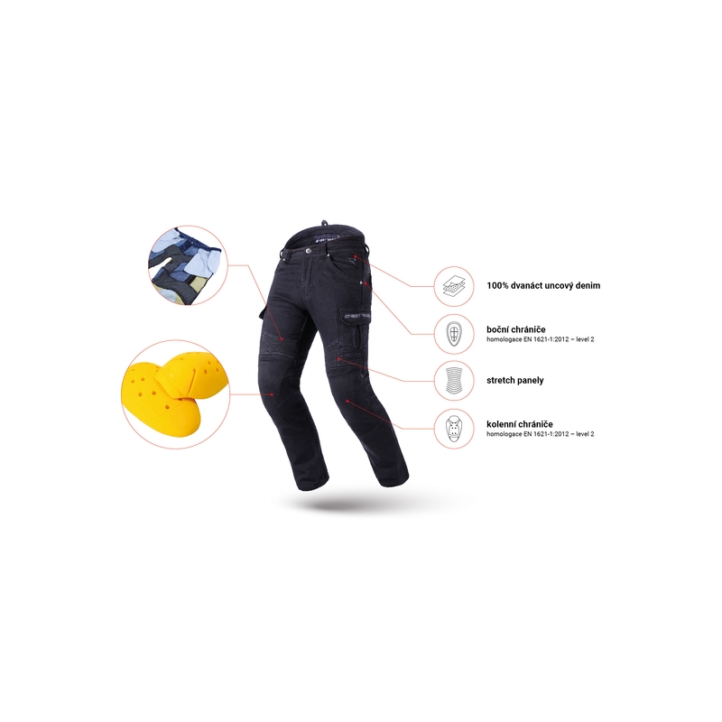 Spodnie motocyklowe Street Racer Cargo CE czarne - II. jakość