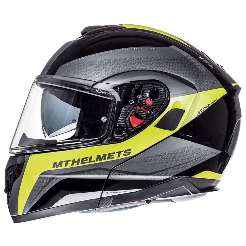 Szczękowy kask motocyklowy MT Atom Tarmac czarny matowy-fluo żółty wyprzedaż