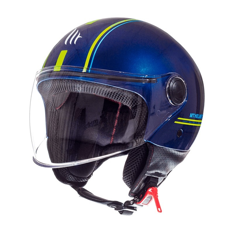 Otwarty kask motocyklowy MT Street Entire niebiesko-fluo żółta wyprzedaż