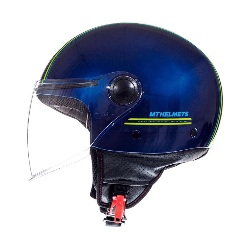 Otwarty kask motocyklowy MT Street Entire niebiesko-fluo żółta wyprzedaż