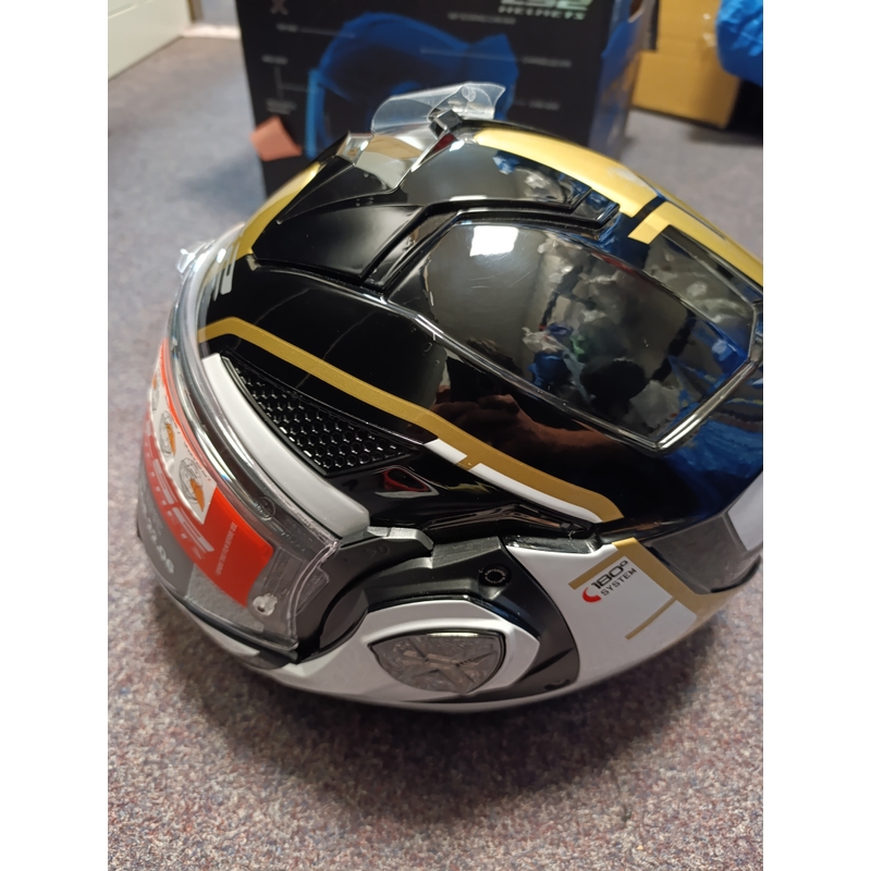 Kask motocyklowy składany LS2 FF901 Advant X Metryk czarno-biało-złoty - II. jakość