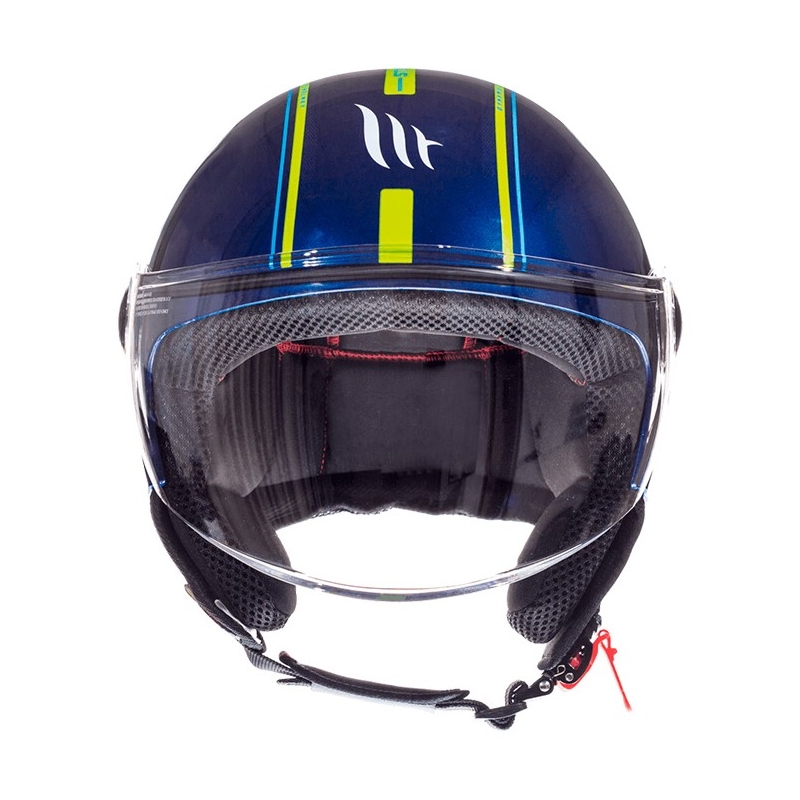 Otwarty kask motocyklowy MT Street Entire niebiesko-fluo żółta wyprzedaż