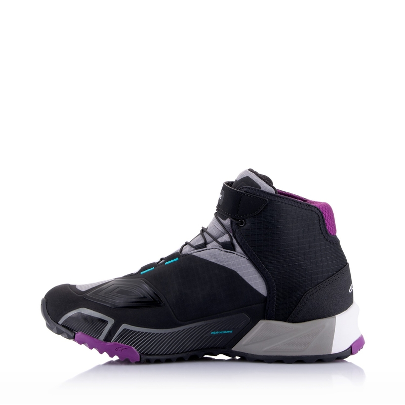 Damskie buty motocyklowe Alpinestars Stella CR-X Drystar Czarno-Szary-Fioletowo-Turkusowe