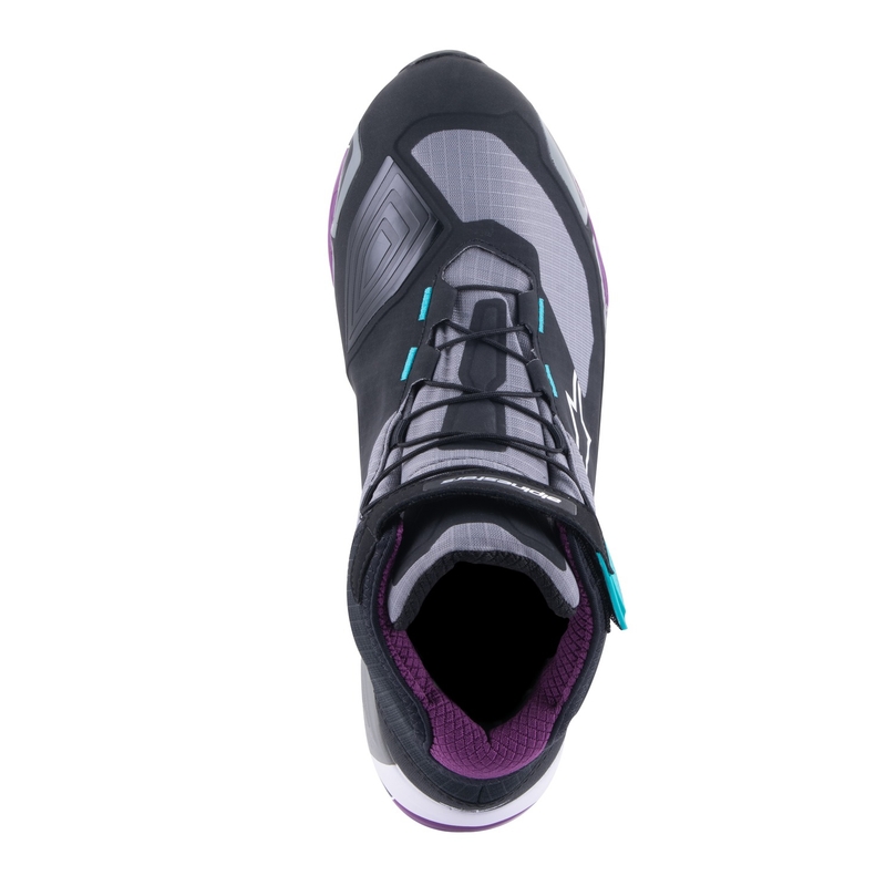 Damskie buty motocyklowe Alpinestars Stella CR-X Drystar Czarno-Szary-Fioletowo-Turkusowe