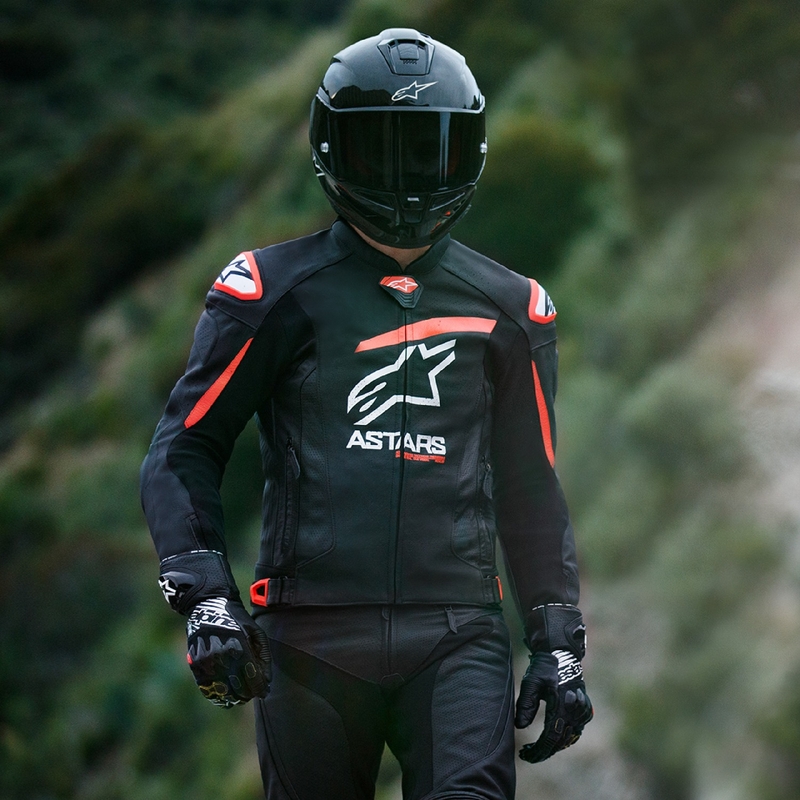 Skórzana kurtka motocyklowa Alpinestars GP plus R 4 Airflow czarno-fluo czerwono-biała