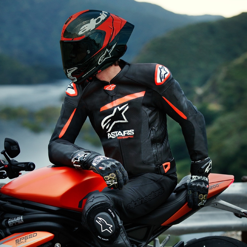 Skórzana kurtka motocyklowa Alpinestars GP plus R 4 Airflow czarno-fluo czerwono-biała