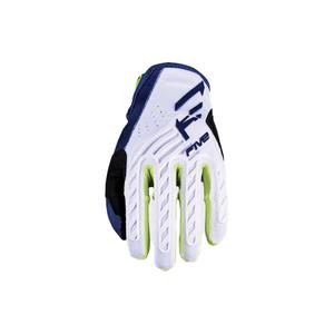 Dziecięce rękawice motocrossowe FIVE MXF3 EVO niebiesko-biało-fluo żółte