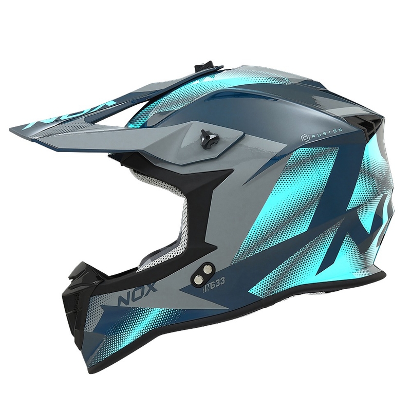 Kask motocrossowy NOX N633 fluo niebiesko-szary
