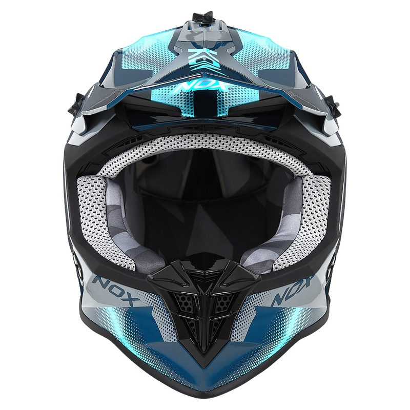 Kask motocrossowy NOX N633 fluo niebiesko-szary