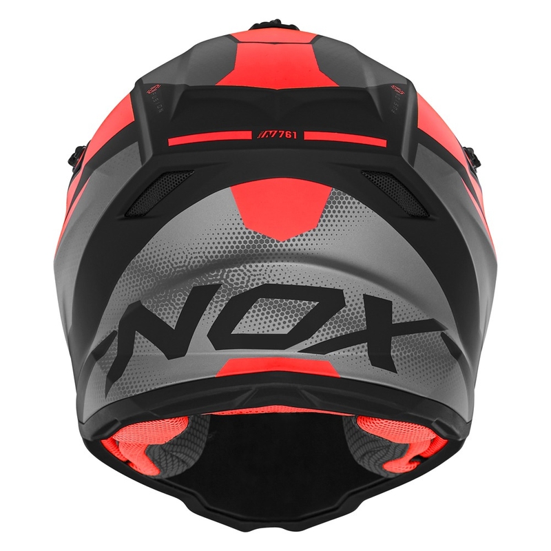 Dziecięcy kask motocrossowy NOX N761 MX fluo czerwono-czarno-szary