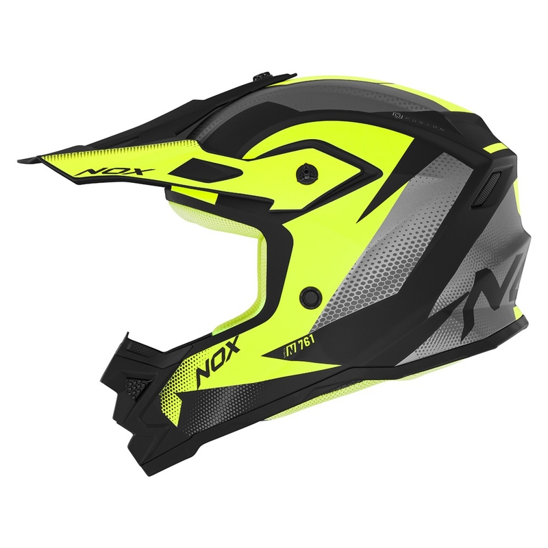 Dziecięcy kask motocrossowy NOX N761 MX fluo żółto-czarno-szary