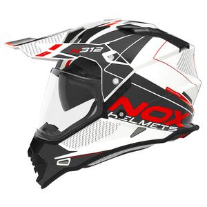 Kask enduro NOX N312 Drone biało-czarno-czerwony