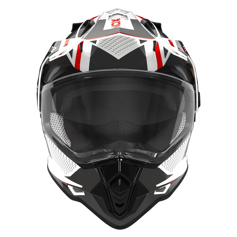Kask enduro NOX N312 Drone biało-czarno-czerwony