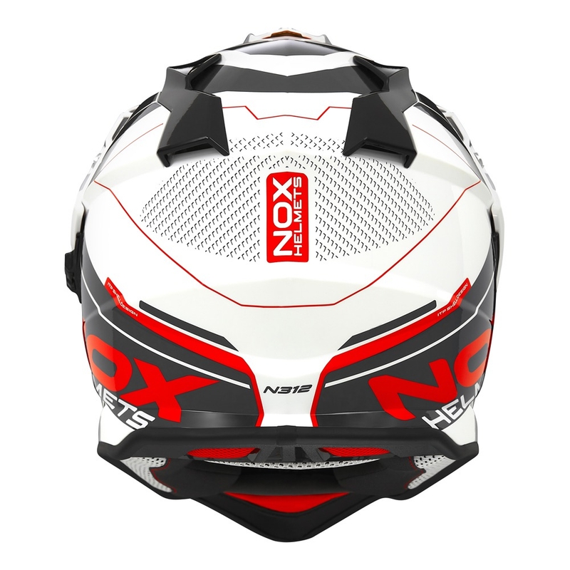 Kask enduro NOX N312 Drone biało-czarno-czerwony