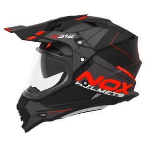 Kask enduro NOX N312 Drone matowy czarno-czerwony