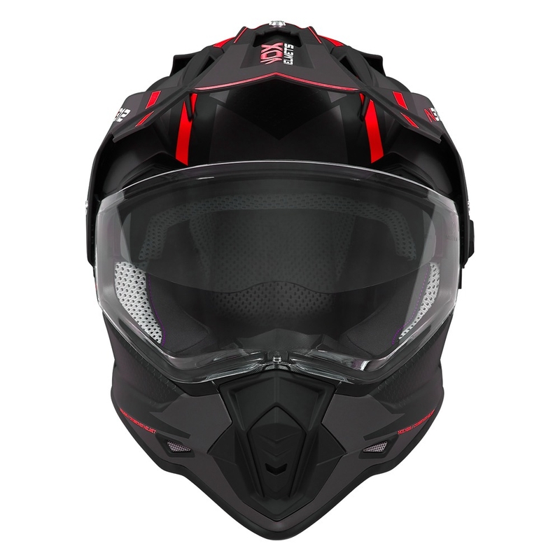 Kask enduro NOX N312 Drone matowy czarno-czerwony