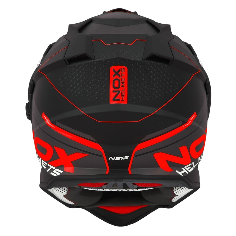 Kask enduro NOX N312 Drone matowy czarno-czerwony
