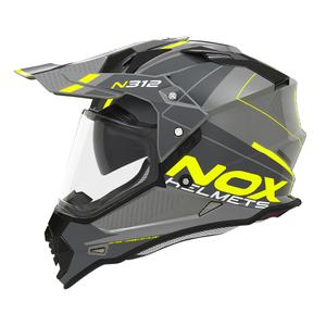 Kask enduro NOX N312 Drone szaro-żółty