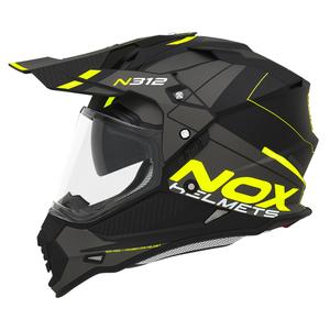 Kask enduro NOX N312 Drone matowy czarno-żółty