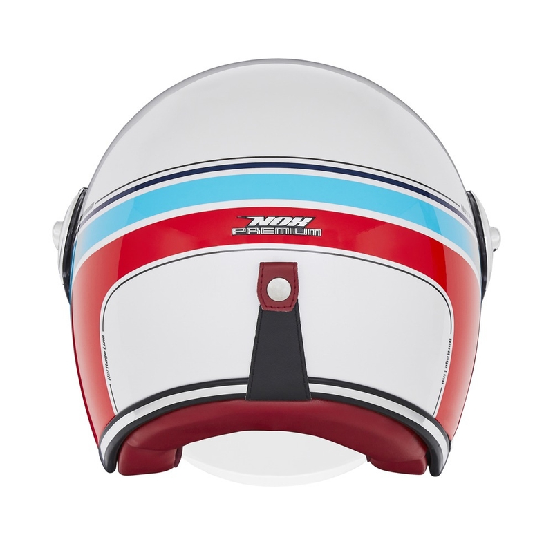 Kask motocyklowy otwarty NOX PREMIUM Heritage biało-niebiesko-czerwony